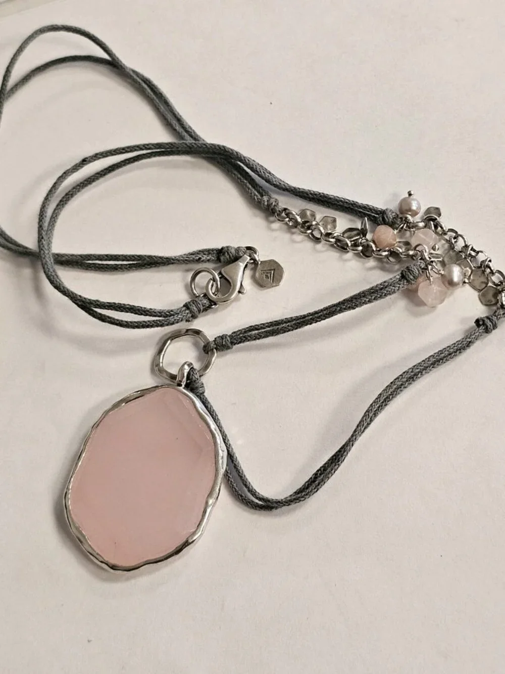 Silpada Sterling Silver-Wrapped Rose Quartz Necklace N2190 - Picture 2 of 4